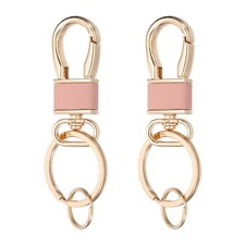 2 Pcs Metal Keychain Key Clip Hook, Gold Tone/Pink