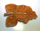 Large VTG MCM 1950s midcentury modern Hull orange tan brown 63 leaf serving dish