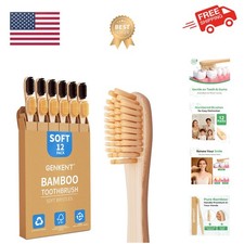 Bamboo Toothbrushes 12 Pack Natural Toothbrushes BPA Free Soft Bristles Tooth...