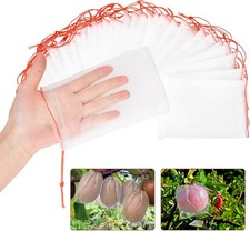 100Pcs Fruit Protection Bags, 6"x4" Garden Netting Bags with Drawstring Bag NEW