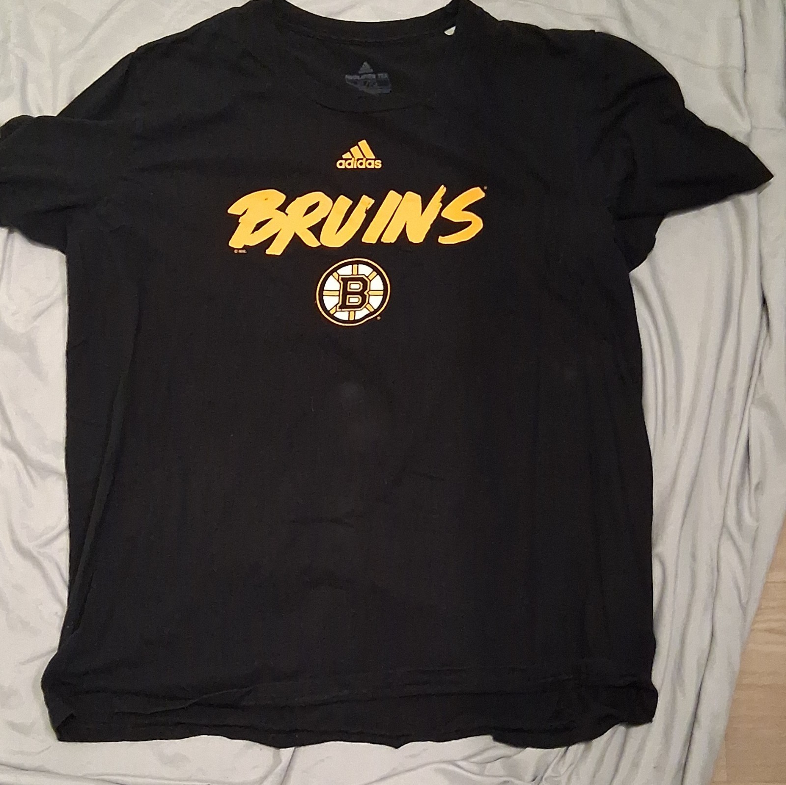 Men's Black NHL Boston Bruins Adidas Amplifier Short Sleeve XL Shirt Used
