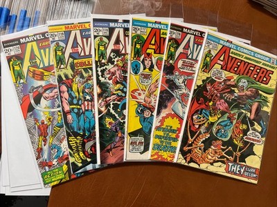 The Avengers Run 6 w/4 KEYS: VG to VF #115-120 Marvel Comics 1973 $8 Ship