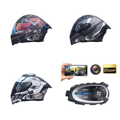 Bluetooth Intercom Motorcycle Helmet With Camera Recorder Headset Helmet Helmet