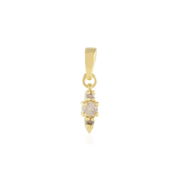 Cavill Diamant AnhäNger 0,15Ct Champagner Rund 925 Silber Vergoldet-image