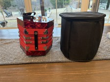 Rare CONCERTINA (20 BUTTONS) Anglo Red Accordion Mint With Gig Bag- Works Great!