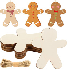 12 Pcs Wooden Gingerbread Man Cutouts Unfinished Wood Gingerbread Man Ornaments
