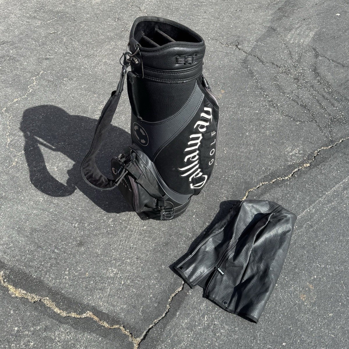 Vintage Callaway 6 Way Staff Cart Golf Bag Black Faux Leather w
