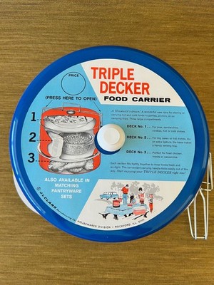 Vintage 1960s/1970s MCM Triple Decker Metal Food Carrier JL Clark