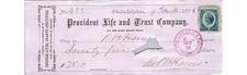1876 Provident Life & Trust Co Check Philadelphia Banking History Lavender