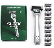 Dorco Sleek Blades Motion 4D Flex Motion Head Razor Handle + 10 Cartridges