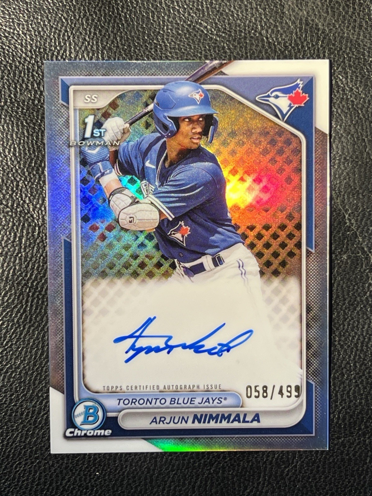 ARJUN NIMMALA 2024 Bowman Chrome Refractor Auto 58/499 1st