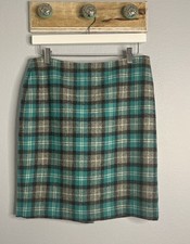 Talbots Women's Petite Green Plaid Wool Blend Skirt Size 6P