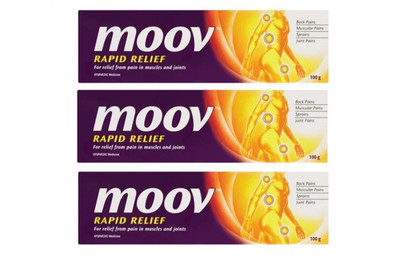 3 Pack X Moov Rapid Pain Relief Cream For Muscles (100 g)  FREE SHIPPING 