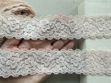 2 Yds Stretch Nude Embroidery Ribbon Lace Trim/Sewing/Crafts/Lingerie/1.5" Wide