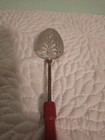 Vtg Red Wooden Handle Stainless Steel Strainer Spoon 8 in L — photo 3