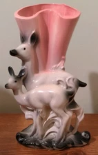 Hull Pottery Vase Two Deer Mid Century Modern MCM 11 Inch 1950s No 62 Planter