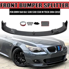 For BMW E60 E61 M SPORT 04-10 H Style Carbon Look Front Bumper Splitter Lip Kit