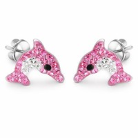 Kinder Ohrringe Delfin 925 Silber Ohrstecker MäDchen Geschenk Echt
