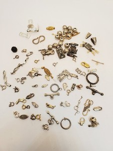 Lot of Vintage Sterling Silver Jewelry Making Findings Clasps (12)