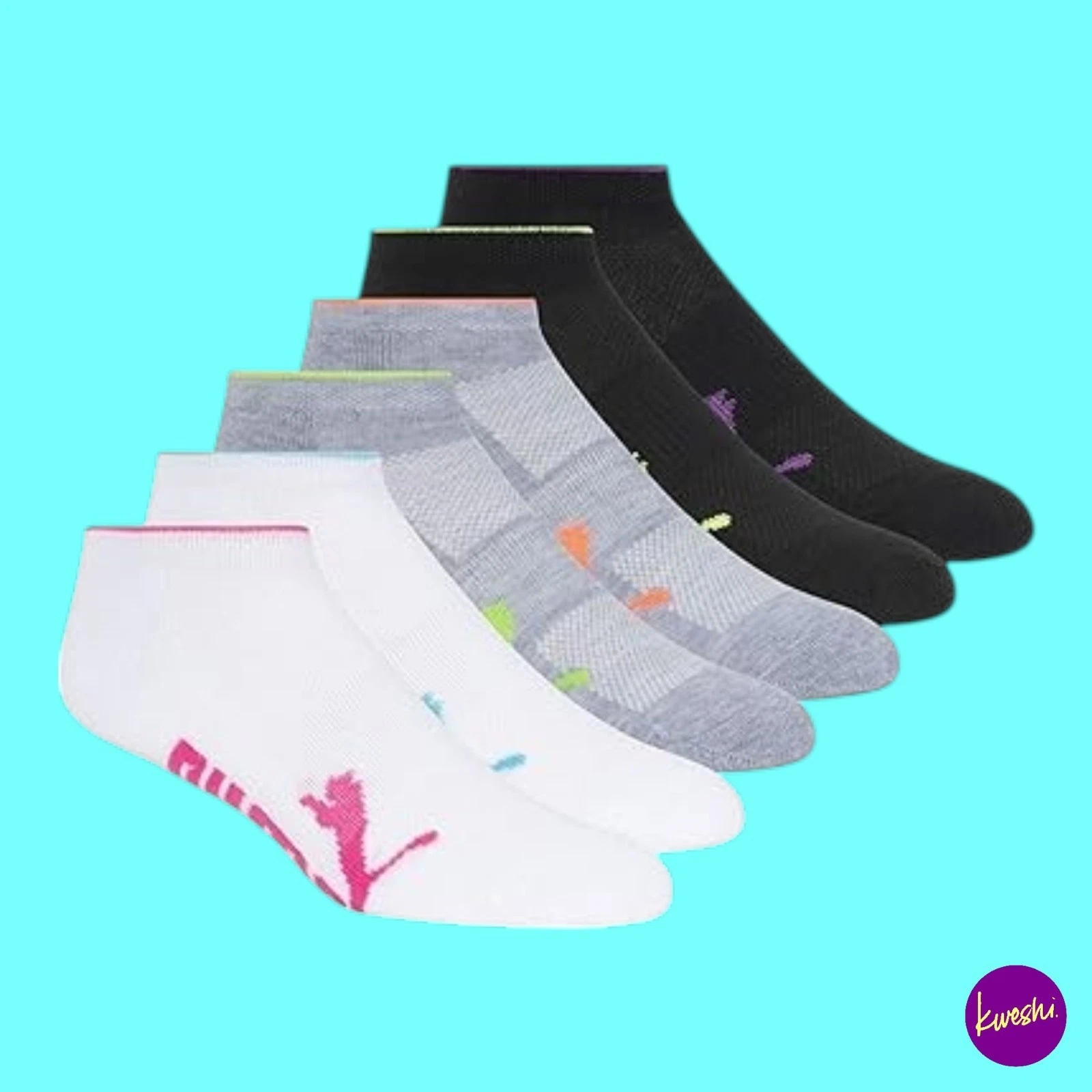 PUMA Women's Ankle Socks, Set of 6, White Multi, UK 9-11 | EU 43-46 | US 10-12