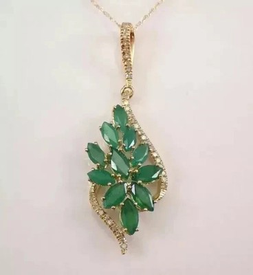 Lab Created Emerald 2.30Ct Marquise Cut Womens Pendant 14K Yellow Gold Plated