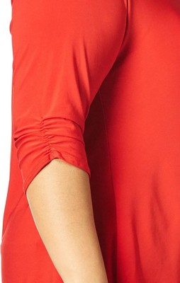 Star Vixen Women's Plus Size Hanky Hem Top – Rust Color, Scoop Neck, Elbow-Length Sleeves, Wrinkle-Resistant Knit - View #9