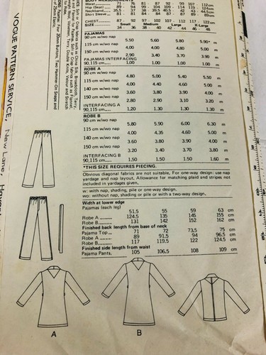 Vogue 8359 Mens Robe, Pajamas Sz Medium 38-40" Chest Cut Sewing Pattern VTG OOP - Picture 6 of 6