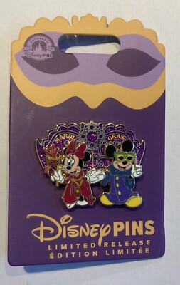 2023 Disney Parks Mickey & Minnie Mouse Karneval Karneval Masken Pin LR