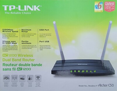 TP-LINK Archer-C50 AC1200 Dual Band Wireless AC Router Open box
