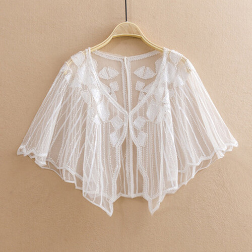 Bolero Transparente Encogimiento de hombros Boda Baile de graduación Vestido Envolvente Artesanía Capa Amiga Lenteleta Elegante K - Imagen 33 de 62