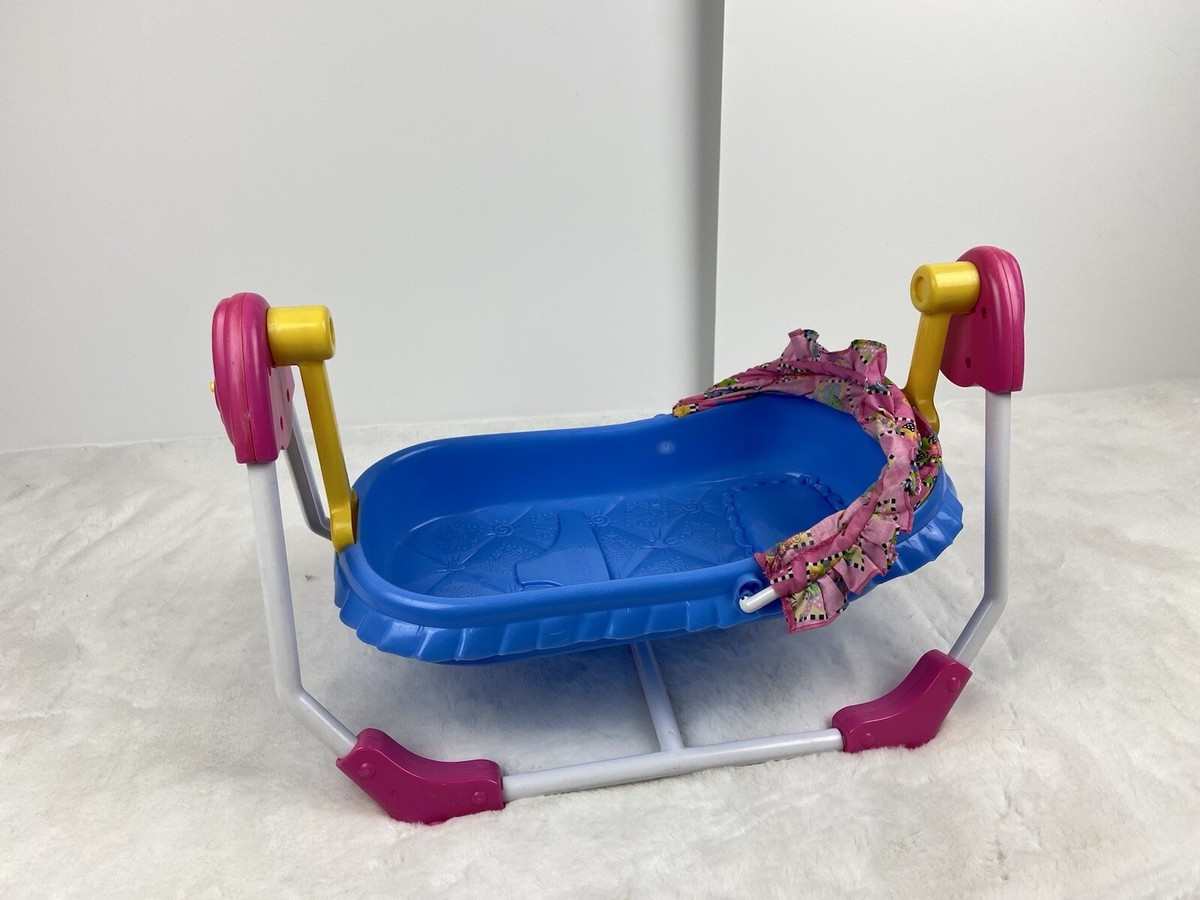 Pink Blue 2003 Fisher Price Little Mommy Baby Doll Cradle Rocker Crib So  Cute
