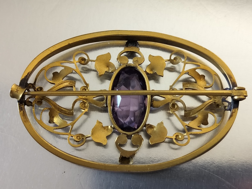 Antique 1900's George Cheever Hudson large rolled Gold Brooch - Picture 7 of 7