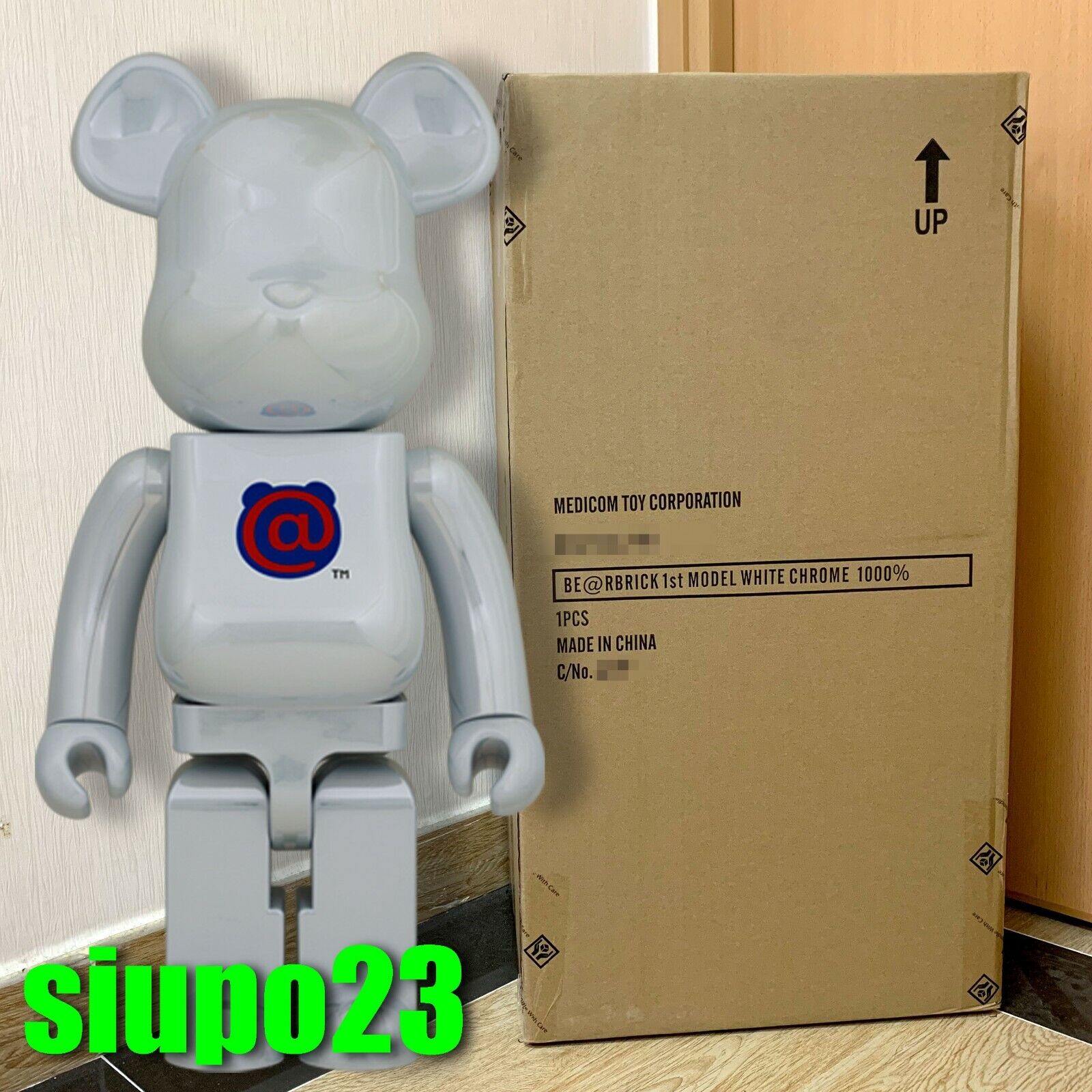 Medicom 1000% Bearbrick ~ 20 Anniversary Model Be@rbrick 1st Model White  Chrome