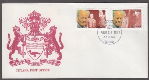 GUYANA Sc# 2698-9 FDC ISRAEL PRIME MINISTER GOLDA MEIR w/CHANCELLOR WILLY BRANDT