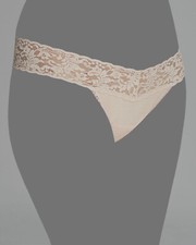  24 Hanky Panky Women's Beige Stretch Low-Rise Lace Thong Panties Size OS