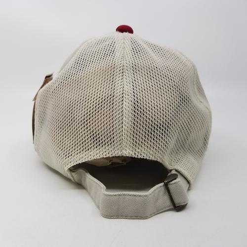 Factory Distressed Plain Solid Colorblock Strapback Baseball Hat Cap Red Beige - Picture 3 of 6