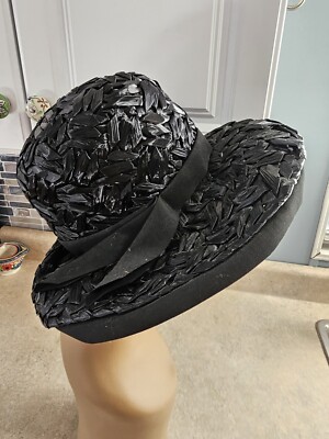 Vintage Black Straw Hat By John