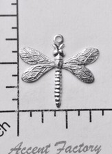 34844 - 2 Pc Dragonfly Brass Charm Jewelry Finding Matte SILVER Oxidized