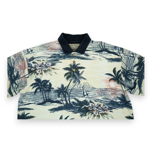 Palm Island Men's Polo Shirt Palms All Over Print Size XL Short Sleeve - Picture 2 of 5