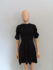 Valentino Black Short Sleeve Lace Inset A-Line Dress Size XS