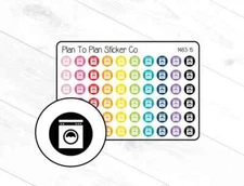 1483-15 Laundry Wash Machine Icon Planner Stickers.
