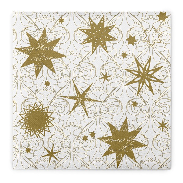 12 Servietten Christmas Dreams In Gold-Weiß Aus Linclass® Airlaid 40 X 40 Cm-image