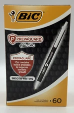 BIC Clic Stic Pen, Retractable, Antimicrobial, Medium Ball Pen 60 Count