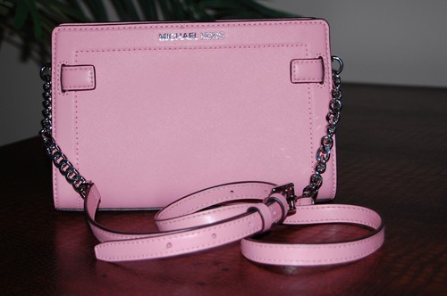 MICHAEL KORS Rayne Small Crossbody Leather Carnation Pink Silver Hardware $328 - Picture 11 of 21