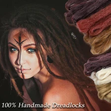 Real Wool Handmade Dreadlocks Extensions Braids Dreads Hair Ombre Black Brown US