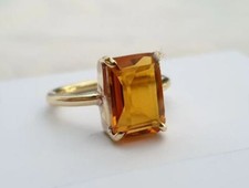 Natural Citrine Ring, Handmade 925 Sterling Silver Prong Ring ,Gift Ring