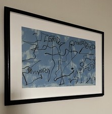 ‘The Blue Labyrinth’ Miro Limited Edition Litho Book Plate, Blue/ Black, Framed