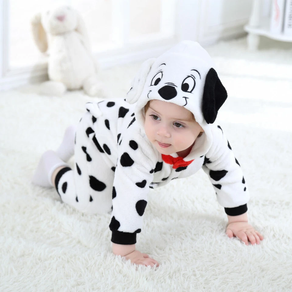 Baby Dalmatians Spotty Dog Costume Kigurumi Rompers Infant Toddler Winter Outfit - Image 4 of 4