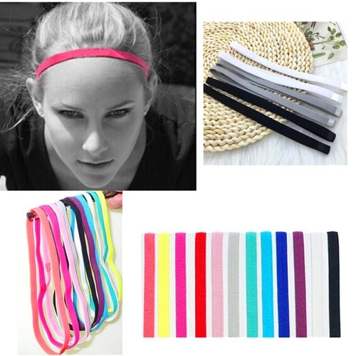 Silicone Grip Exercise Workout Sweatbands Thin Non-slip Elastic Sports Headbands - Picture 3 of 9