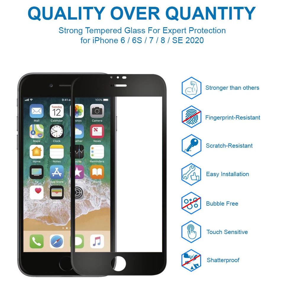 Verre Trempe Vitre Protection Ecran Intégral Film pour iPhone Samsung Xiaomi - Photo 2/4